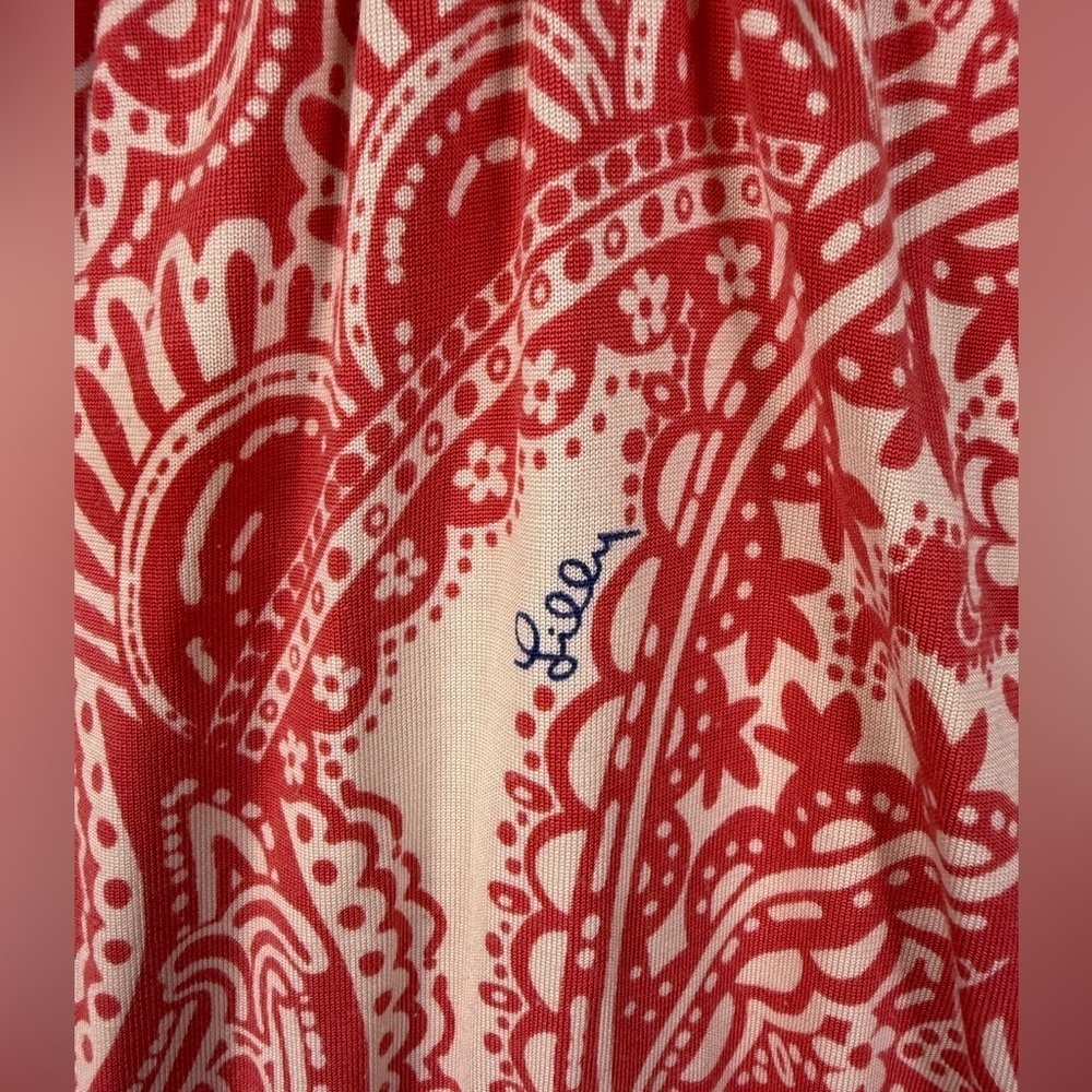 Lilly Pulitzer silk blend belted v neck dress size M preppy preowned - Picture 6 of 10